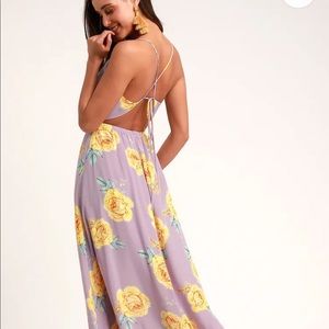 Kind and Loving Lavender Floral Print BacklessMaxi